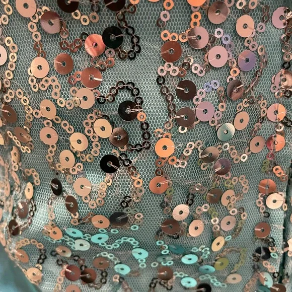Strapless beaded turquoise unique Dress - Picture 3 of 10